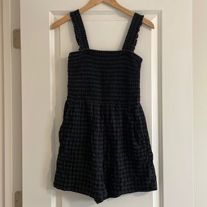 Black & Gray Checkered Romper